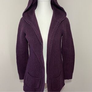 L.L. Bean Knit Hooded Cardigan Sweater Purple xs